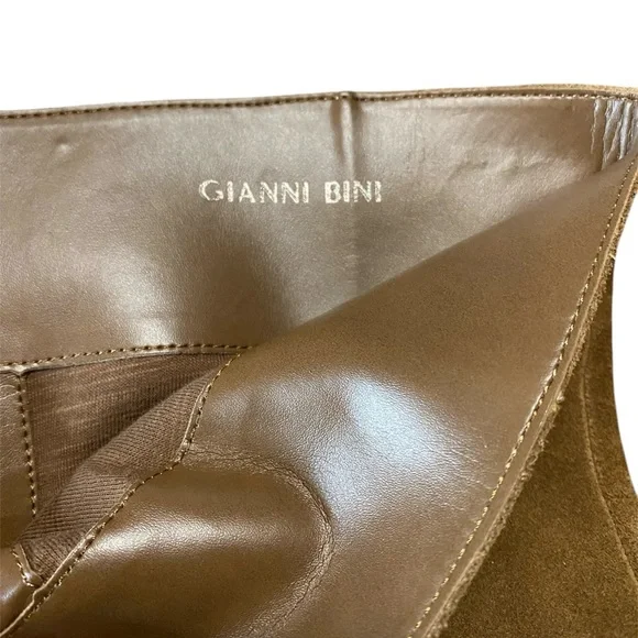 Gianni Bini Over The Knee Graham Cracker Brown Oiled Suede 3in Heel Boots Size 5